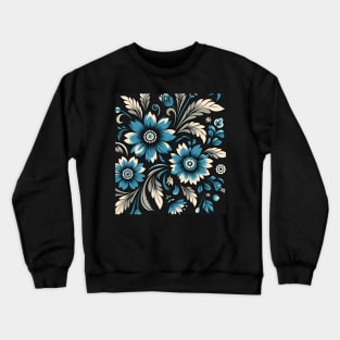 Blue Floral Illustration Crewneck Sweatshirt